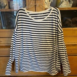 Able Black and White Striped Long Sleeve Top 100% Cotton